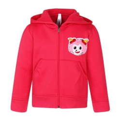 Girl's Fleece Printed Long Sleeves Hoodie Jacket (Magenta)