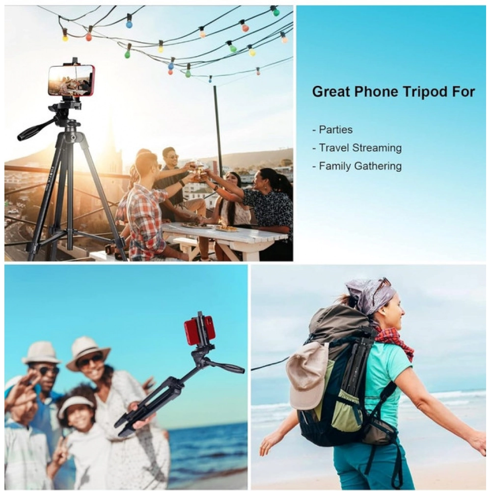 Steel-Plastic Universal 55" Tripod with 360° Pan-Tilt Head