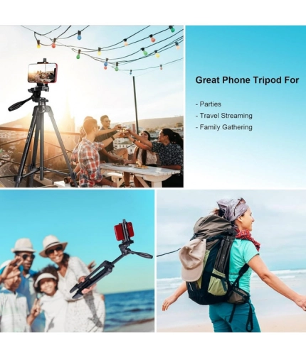 Steel-Plastic Universal 55" Tripod with 360° Pan-Tilt Head