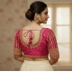 Women's Phantom Silk Embroidered Designer Neck Padded Blouse (Pink 38 Ready (Alterable up to 42)
