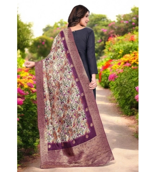 Women's chanderi silk Printed Dupatta (Magenta, Length: 2 Mtr) Women's chanderi silk Printed Dupatta (Magenta, Length: 2 Mtr)