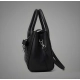 Women's PU Leather Solid Shoulder Zipper Handbag (Black)