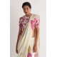 Women's Linen Printed Saree With Unstitched Blouse 5.5Mtr (White) Women's Linen Printed Saree With Unstitched Blouse 5.5Mtr (White)