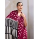 Women's Satin Crepe Printed Saree With Unstitched Blouse 5.5Mtr (Maroon)