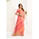 Women's Linen Cotton Printed Ready To Wear With Pocket Saree With Unstitched Blouse 5.5 Mtr (Peach)