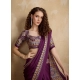 Women's Satin Crepe Printed Saree With Unstitched Blouse 5.5Mtr (Purple)