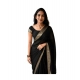 Women's Vichitra Silk Printed Saree With Unstitched Blouse 5.5Mtr (Black)