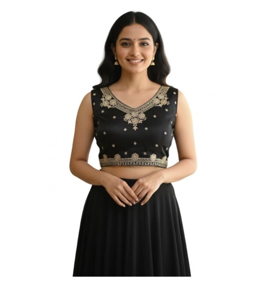 Women's Zimmi Choo Embroidered V-Neck Padded Blouse (Black 38 Ready (Self Alterable 36–40)