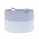 Cotton 16x14 Inch Pack of 1 Storage Basket For Clothes (Gray- Gray White)