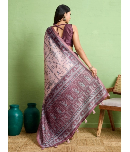 Women's Silk Blend Printed Saree With Unstitched Blouse 5.5Mtr (Grey) Women's Silk Blend Printed Saree With Unstitched Blouse 5.5Mtr (Grey)