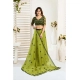 Women's Linen Cotton Printed Ready To Wear Saree With Unstitched Blouse 5.5 Mtr (Green)