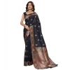 Women's Faux_Banarasi_Silk Woven Saree With Unstitched Blouse 5.5Mtr (Black) Women's Faux_Banarasi_Silk Woven Saree With Unstitched Blouse 5.5Mtr (Black)