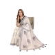 Women's Linen Cotton Printed Saree With Unstitched Blouse 5.5Mtr (Off White) Women's Linen Cotton Printed Saree With Unstitched Blouse 5.5Mtr (Off White)