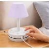 Plastic-LED Ribbed Shade Table Lamp with USB Charging Base (White)