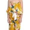 Girl's Rayon Floral Shoulder Straps Jumpsuit (Mustard)