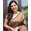 Women's Soft Lichi Silk Printed Saree With Unstitched Blouse 5.5Mtr (Black-Gold) Women's Soft Lichi Silk Printed Saree With Unstitched Blouse 5.5Mtr (Black-Gold)