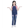 Girl's Denim Patch Work Buttoned Dungaree (Blue) Girl's Denim Patch Work Buttoned Dungaree (Blue)