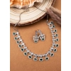 Women's Brass Silver Plated Necklace set (Green)