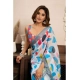 Women's Linen Cotton Printed Ready To Wear Saree With Unstitched Blouse 5.5 Mtr (Multicolor)