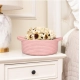 Cotton 8x3 Inch Round Bedside Organizer (Pink)
