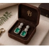 Women's Brass Silver Plated Drop Earrings (Green)