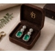 Women's Brass Silver Plated Drop Earrings (Green)