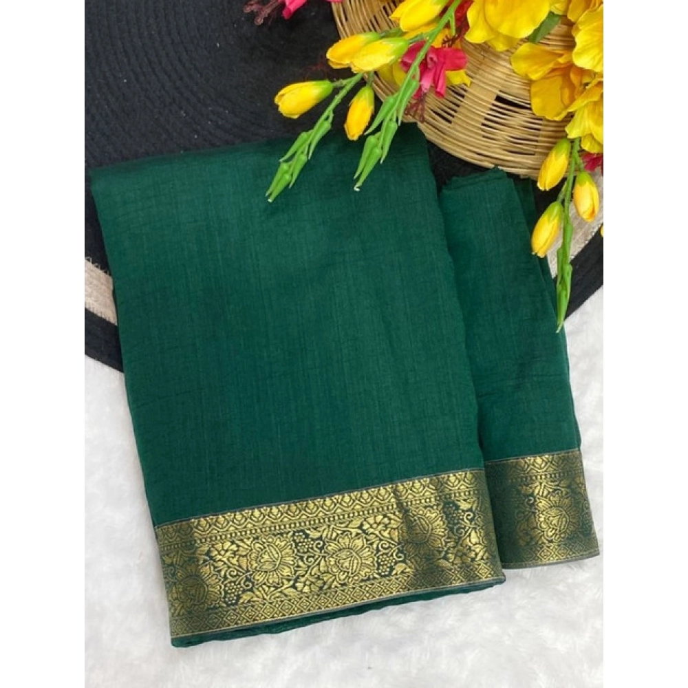 Women's Vichitra Silk Printed Saree With Unstitched Blouse 5.5Mtr (Green) Women's Vichitra Silk Printed Saree With Unstitched Blouse 5.5Mtr (Green)