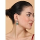Women's Brass Silver Plated Drop Earrings (Green)