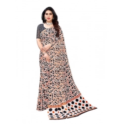 Women's Georgette Printed Saree With Unstitched Blouse 5.5Mtr (Orange)