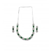 Women's Brass Silver Plated Necklace set (Green)