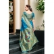 Women's Silk Blend Paithani Weaving Saree With Unstitched Blouse 5.5Mtr (Turquoise)