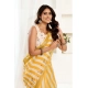 Women's Linen Cotton Printed Ready To Wear Saree With Unstitched Blouse 5.5 Mtr (Light_Mustard)