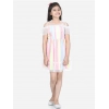 Girl's Polyester Self Design Cold Shoulder Dress (Multicolor)