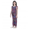 Girl's Polyester Crepe Floral Short Sleeve Set (Multicolor)
