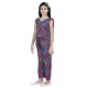 Girl's Polyester Crepe Floral Short Sleeve Set (Multicolor)