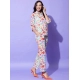 Women's Polyester Floral 3-4th Sleeve Co-Ord Set (Multicolor)