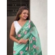 Women's Linen Printed Saree With Unstitched Blouse 5.5Mtr (Green) Women's Linen Printed Saree With Unstitched Blouse 5.5Mtr (Green)