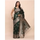 Women's Banarasi Silk Printed Saree With Unstitched Blouse 5.5Mtr (Green)