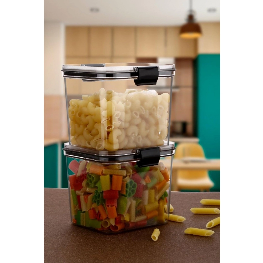 Plastic 4-Pcs Set Square Shape Kitchen Storage Container (Multicolor) Plastic 4-Pcs Set Square Shape Kitchen Storage Container (Multicolor)