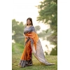 Women's Faux_Tussar Geometric_Print Saree With Unstitched Blouse 5.5Mtr (Rust) Women's Faux_Tussar Geometric_Print Saree With Unstitched Blouse 5.5Mtr (Rust)
