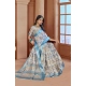 Women's Printed Cotton Linen Saree withPrinted  Saree With Unstitched Blouse (Beige , 5-6Mtrs)