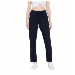 Women's Cotton Solid Elasticated Track Pants (Navy)