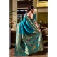 Women's Silk Blend Zari Woven Saree With Unstitched Blouse 5.5Mtr (Turquoise)