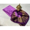 Women's Crepe Chit Pallu Solid Saree With Unstitched Blouse 5.5Mtr (Dark Purple) Women's Crepe Chit Pallu Solid Saree With Unstitched Blouse 5.5Mtr (Dark Purple)