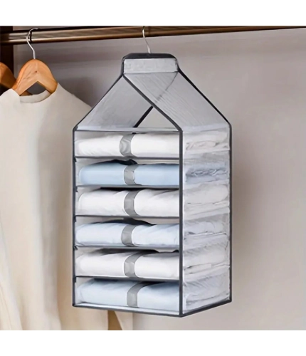 Hanging Foldable Fabric Closet Organizer with 6 Shelves