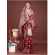 Women's Banarasi Silk Printed Saree With Unstitched Blouse 5.5Mtr (Maroon)