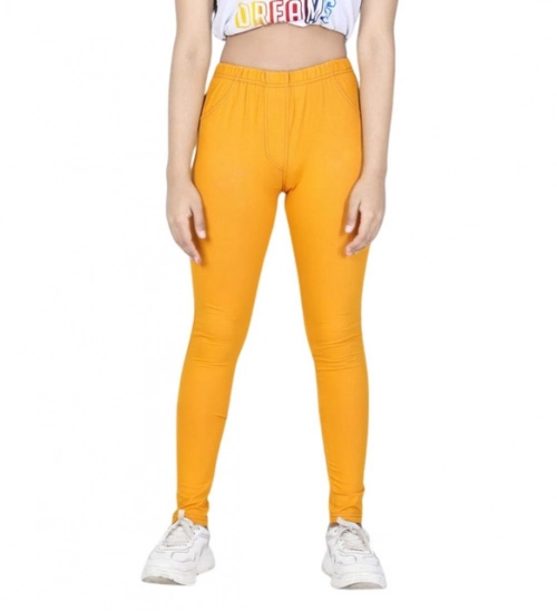 Girl's Cotton Lycra Solid Elasticated Jeggings (Mustard) Girl's Cotton Lycra Solid Elasticated Jeggings (Mustard)