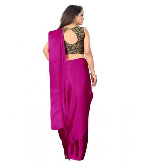 Women's Satin Printed Saree With Unstitched Blouse 5.5Mtr (Rani)