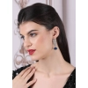 Women's Brass Silver Plated Drop Earrings (Blue)
