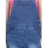 Girl's Denim Washed Buttoned Dungaree (Blue)